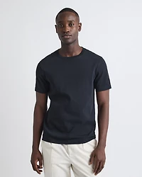 T-Shirt Uni à Col Rond en Coton Interlock Raffiné