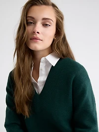 Robe Courte à Manches Longues et Col V