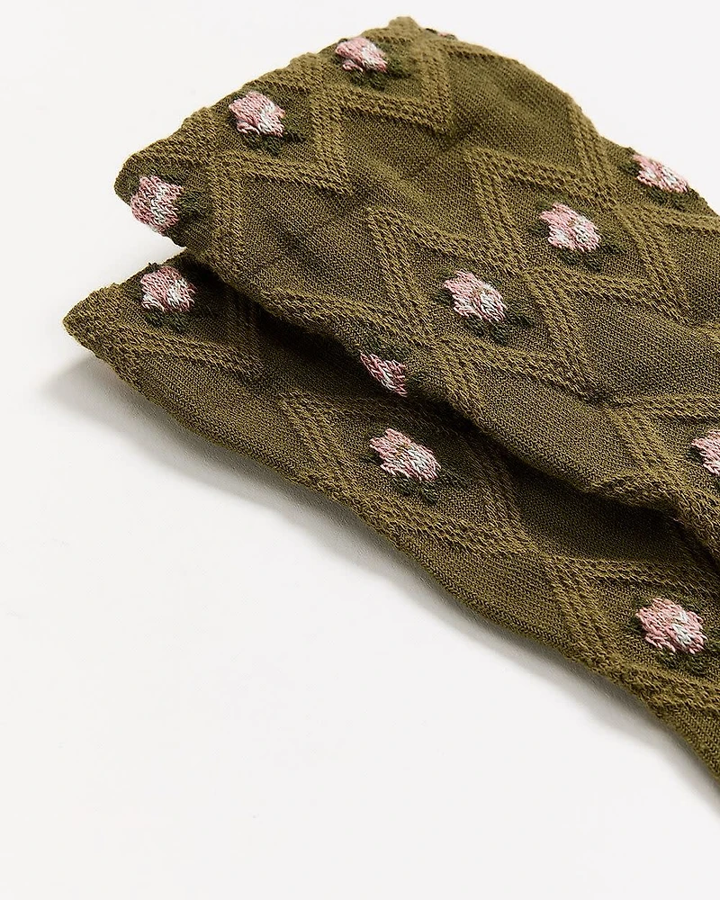 Crew Socks with Floral Pattern