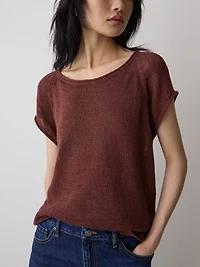 Pull en Tricot Ruban à Manches Très Courtes