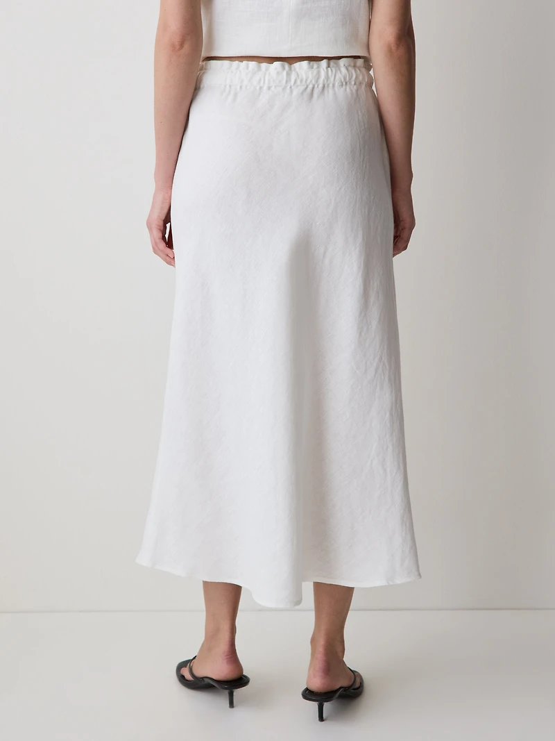 Linen Straight Midi Skirt