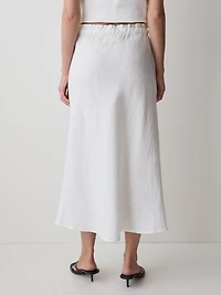 Linen Straight Midi Skirt