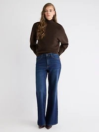Long-Sleeve Mock-Neck Ribbed Pullover