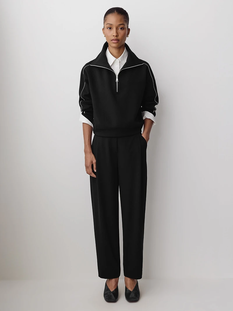 Long-Sleeve Half-Zip Mock-Neck Top
