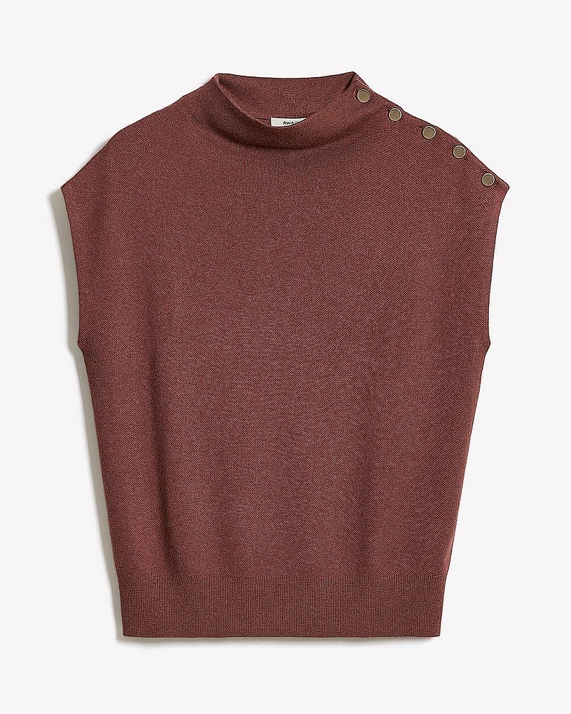 Pull Sans Manches à Col Montant avec Boutons l'Épaule