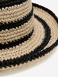 Chapeau Cloche en Paille à Deux Tons