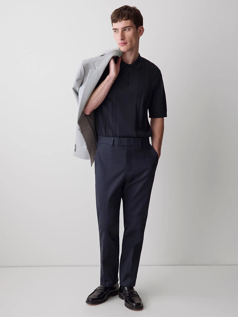 Polo à Manches Courtes en Coton avec Mailles Verticales