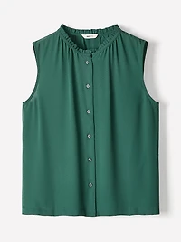 Blouse Boutonnée Sans Manches avec Garniture à Volants