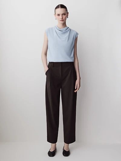 Twill High-Rise Barrel Ankle Pant