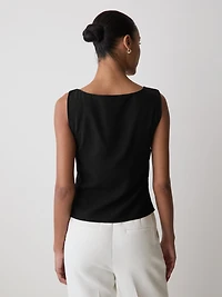 Blouse Sans Manches à Col Bateau et Bretelle Torsadée