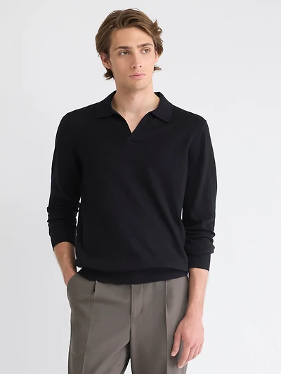 Long-Sleeve Sweater with Johnny Collar