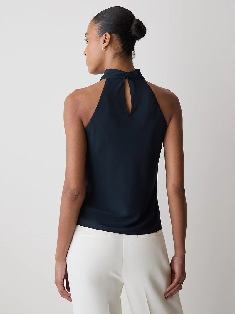 Silky-Crepe Halter-Neck Blouse