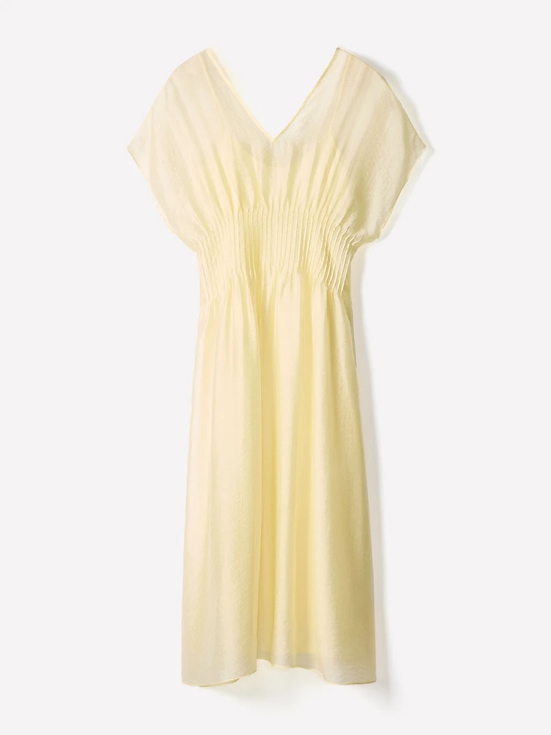 Short-Sleeve V-Neck Midi Dress