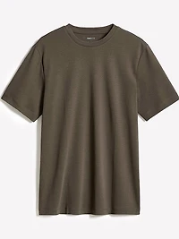 T-Shirt Uni à Col Rond en Coton Interlock