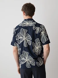 Chemise à Manches Courtes et Col Camp avec Détails Brodés