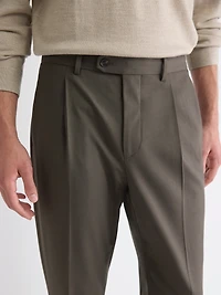 Wool-Blend Tapered-Leg Pleated Dress Pant
