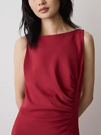 Robe Cocktail Maxi Sans Manches à Col Bateau