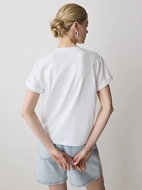 T-Shirt à Manches Courtes et Col Rond en Coton Biologique