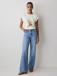 T-Shirt à Col Rond et Manches Très Courtes