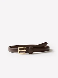 Slim Leather Belt with Square Buckle