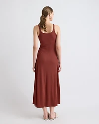 Sleeveless Square-Neck Ribbed Midi Dress