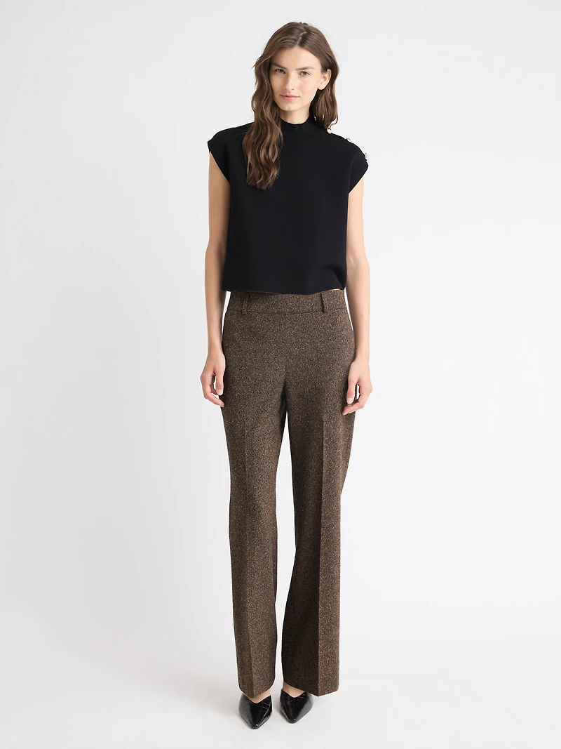 Pull Sans Manches à Col Montant avec Boutons l'Épaule