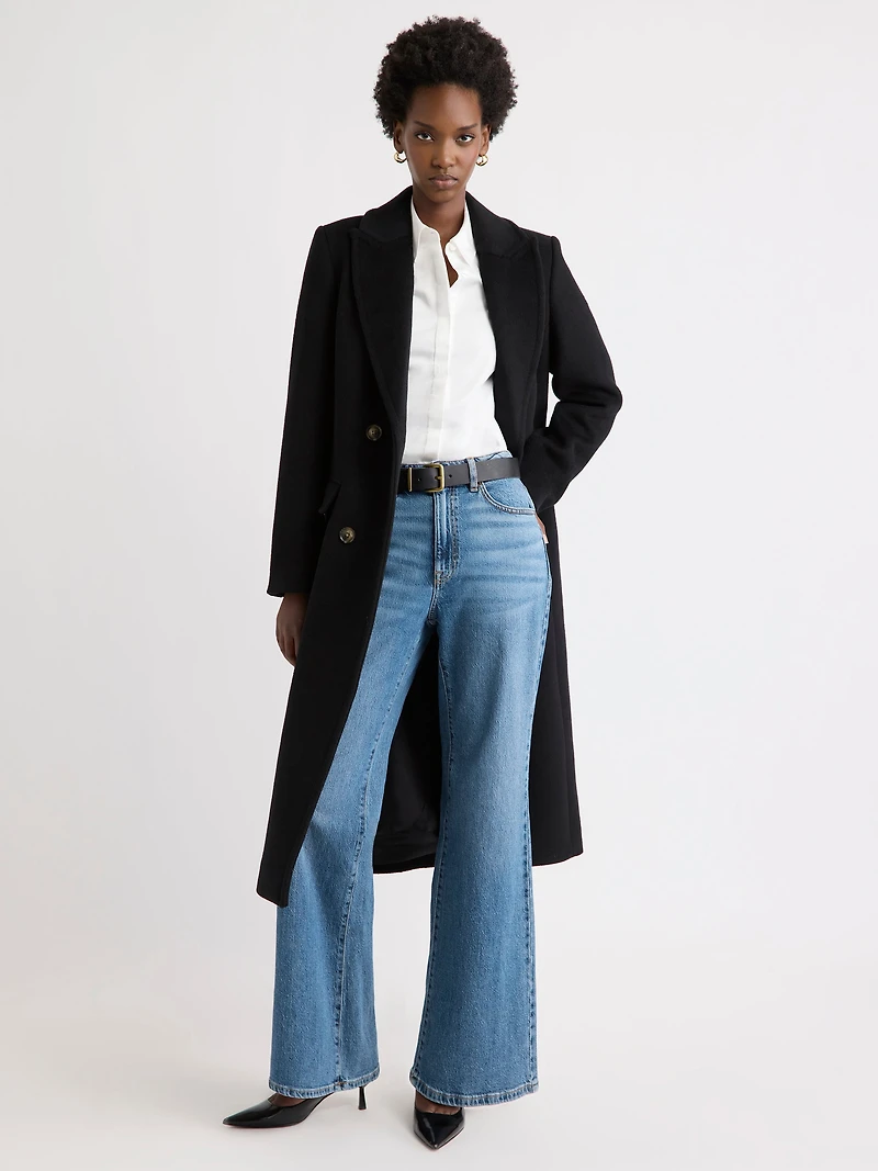 Wool-Blend Long Double-Breasted Coat