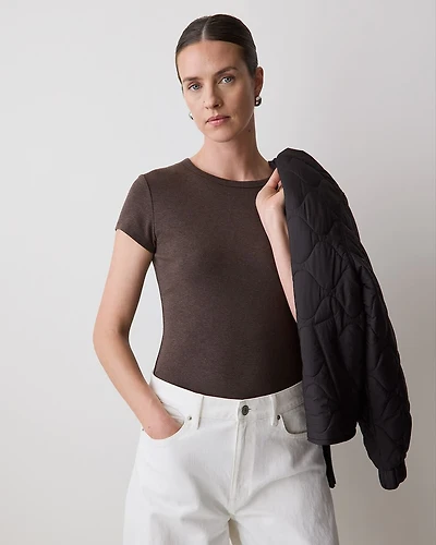 Short-Sleeve Crew-Neck Ribbed Tee