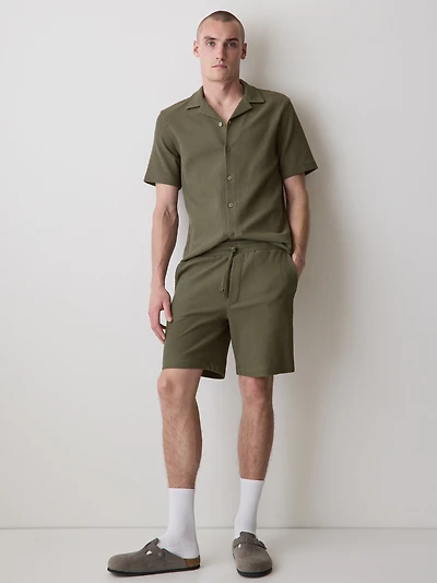 Ribbed Knit Short with Elastic Waistband