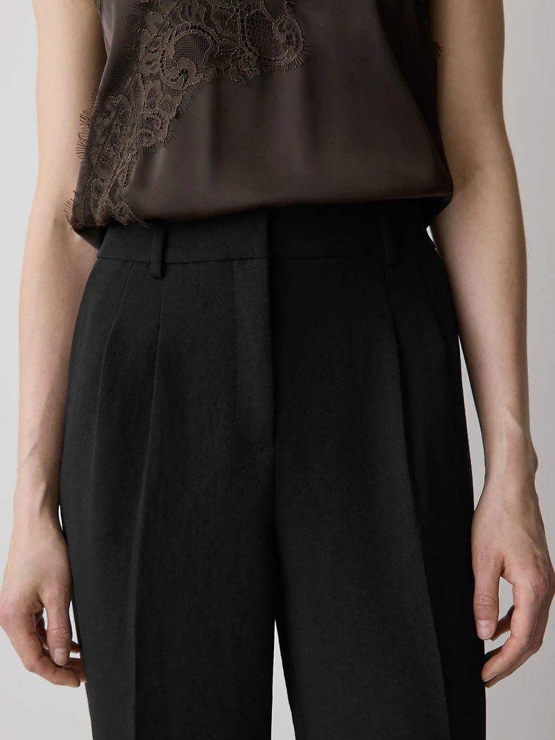 Pantalon à Taille Haute et Jambe Large