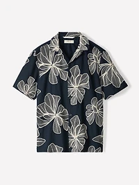 Chemise à Manches Courtes et Col Camp avec Détails Brodés