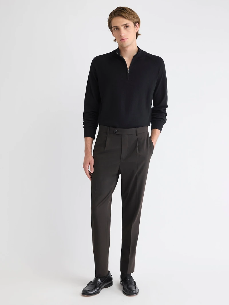 Pull à Col Montant Demi-Zip et Manches Longues