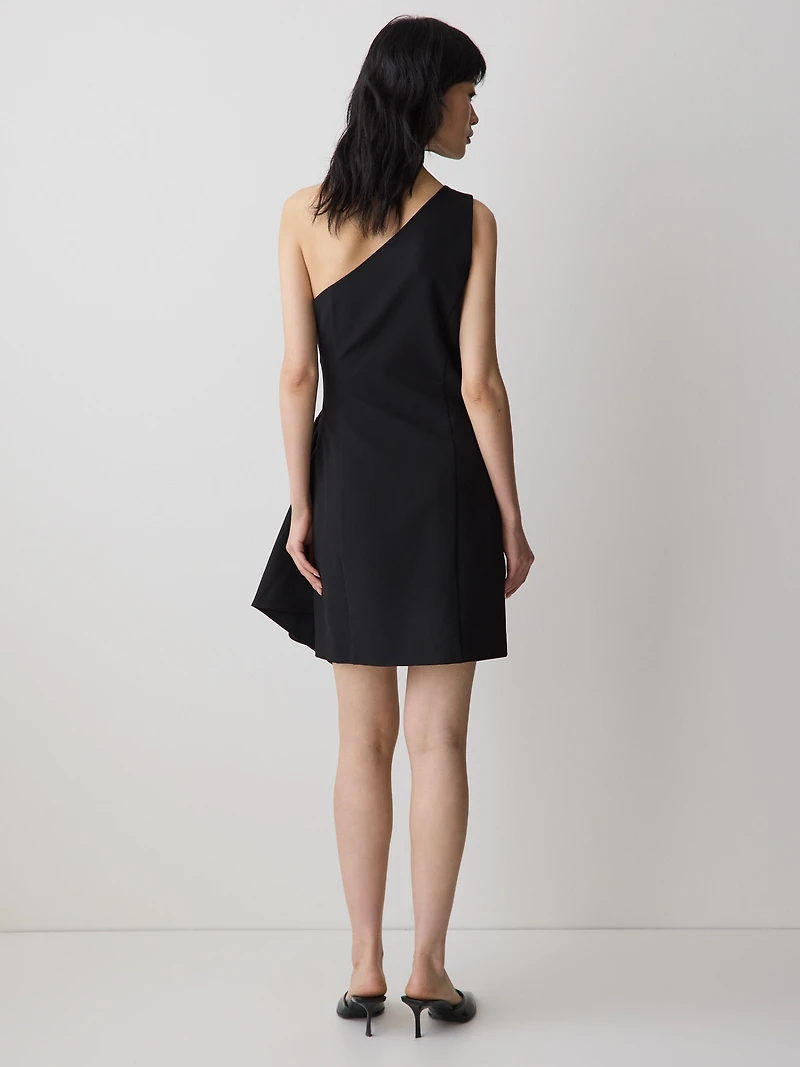 One-Shoulder Draped Mini Cocktail Dress