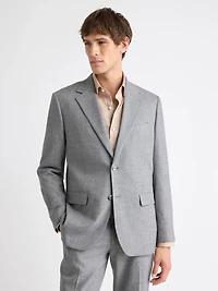 Veston de Complet Hopsack Gris à Coupe Ajustée