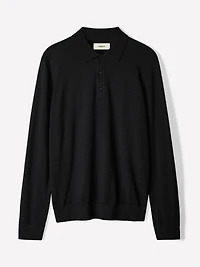Merino-Wool Long-Sleeve Polo Sweater