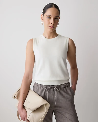 Pull Sans Manches à Col Dégagé