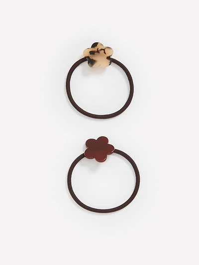 Hair Elastics with Acrylic Flower - Set of 2