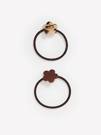 Hair Elastics with Acrylic Flower - Set of 2