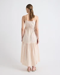 Sleeveless Square-Neck Linen-Blend Straight Maxi Dress