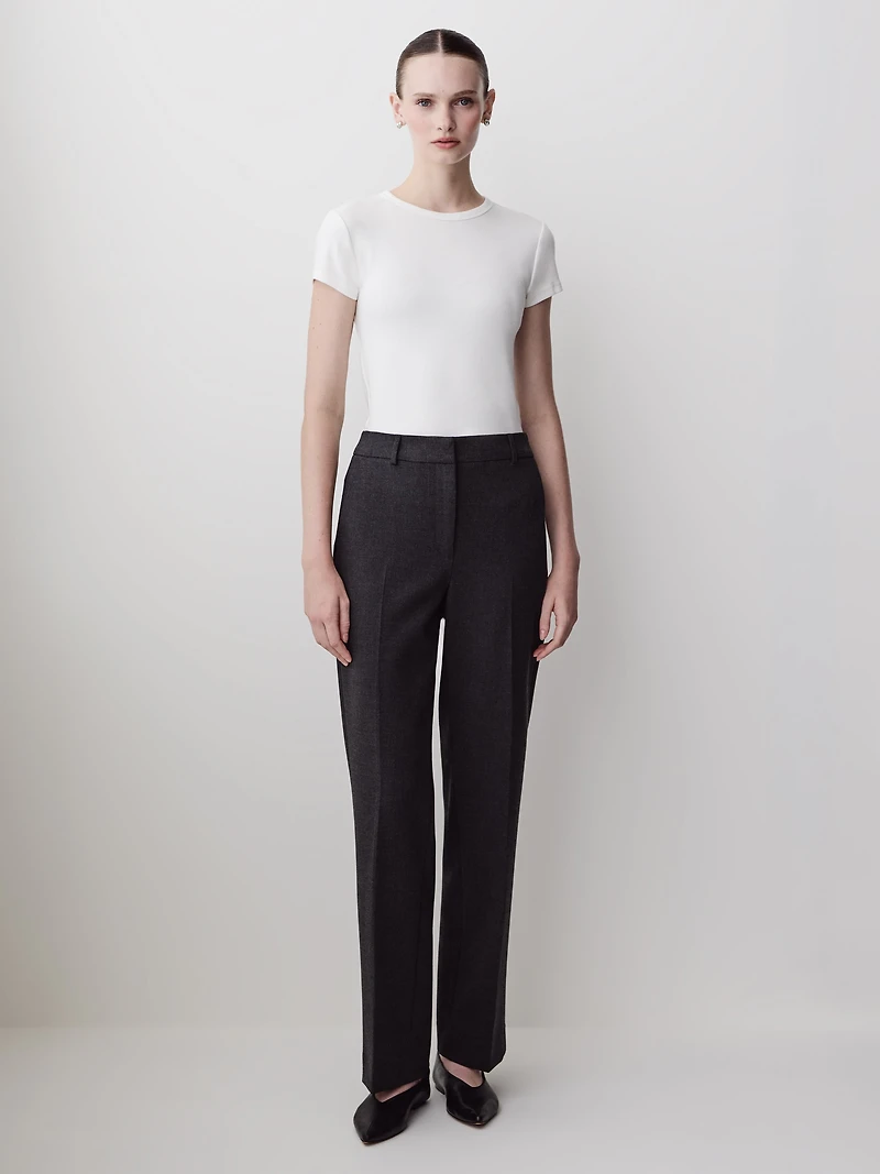 Short-Sleeve Crew-Neck Ribbed Basic Tee