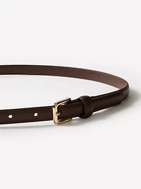 Slim Leather Belt with Square Buckle