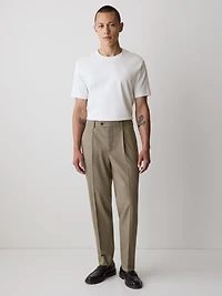 Wool-Blend Tapered-Leg Pleated Dress Pant