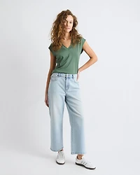 T-Shirt Classique à Manches Courtes et Col V