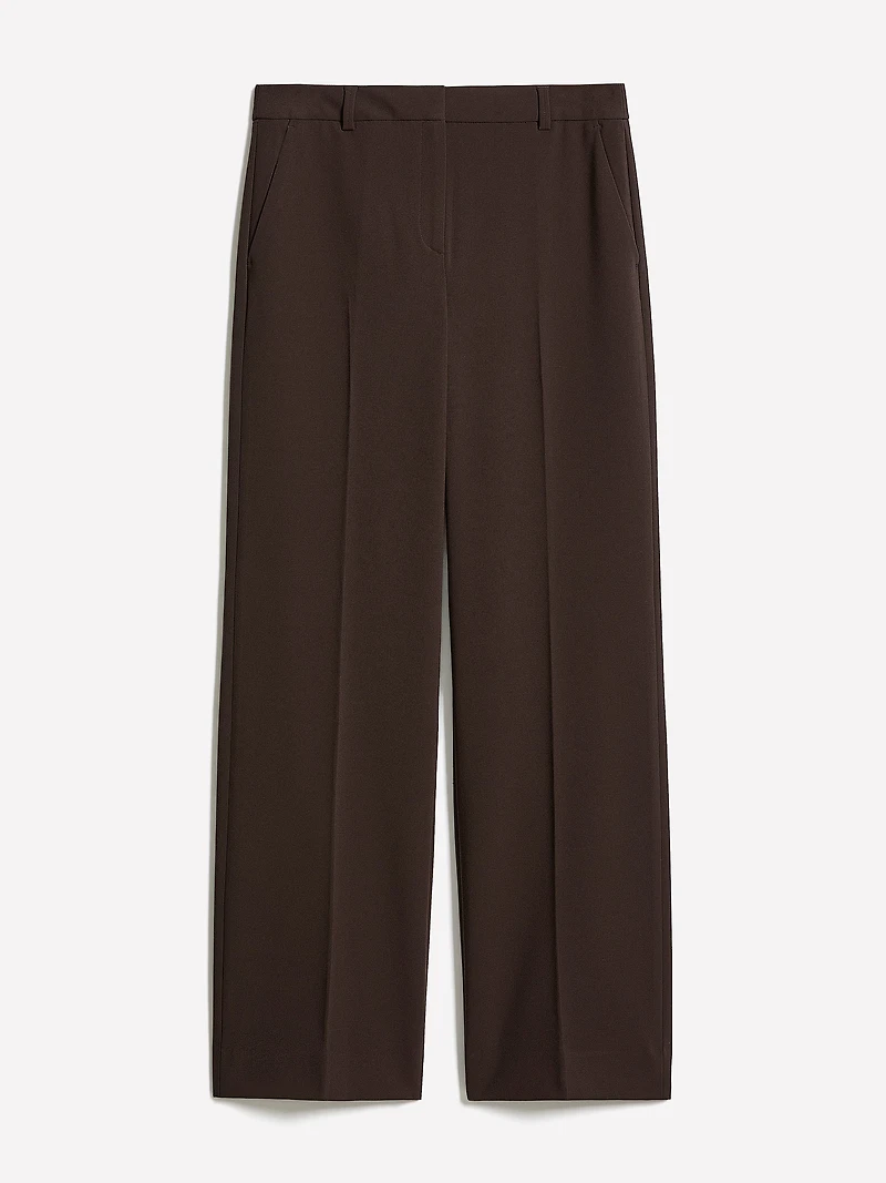 Pantalon en Sergé Épais à Taille Mi-Haute et Jambe Large