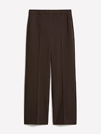 Pantalon en Sergé Épais à Taille Mi-Haute et Jambe Large