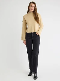 Pull à Manches Longues avec Boutons et Col Montant