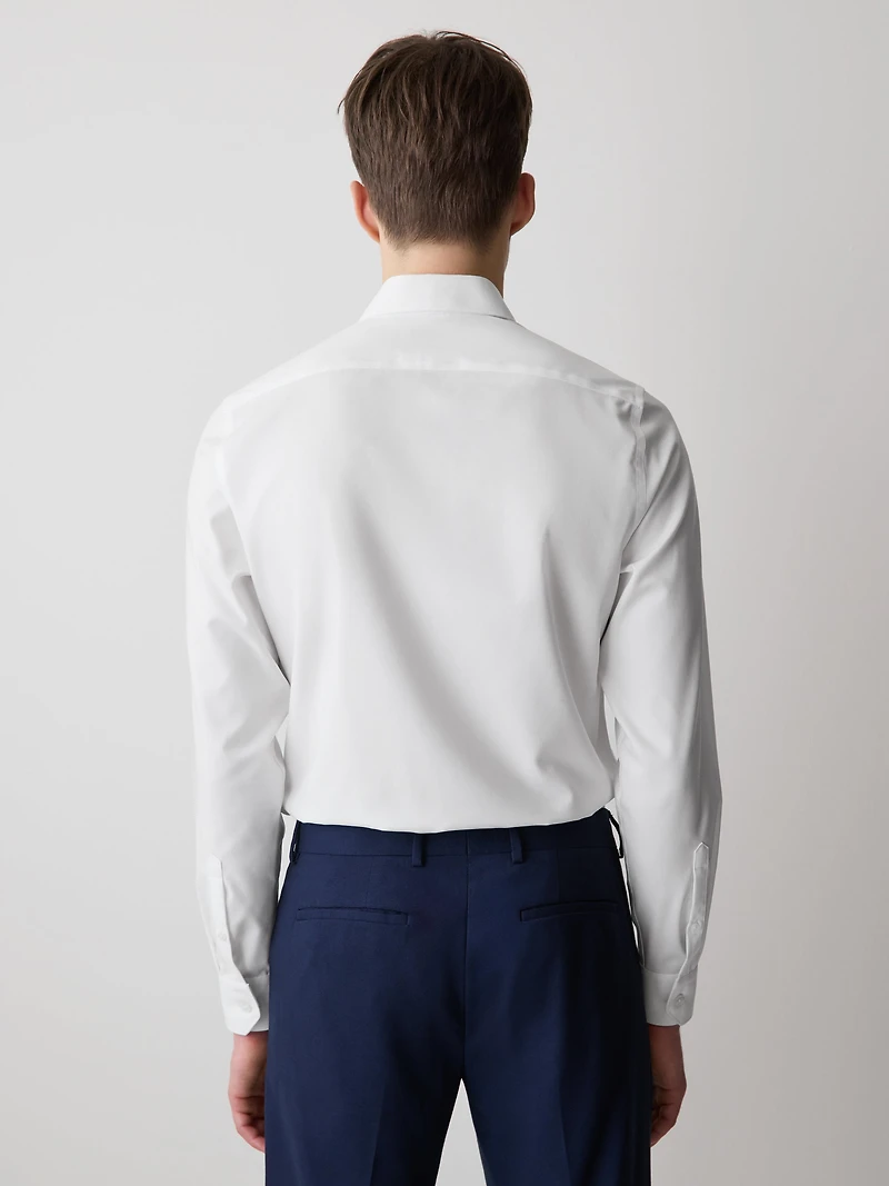 Slim Fit Solid Supima (R) Cotton Twill Dress Shirt