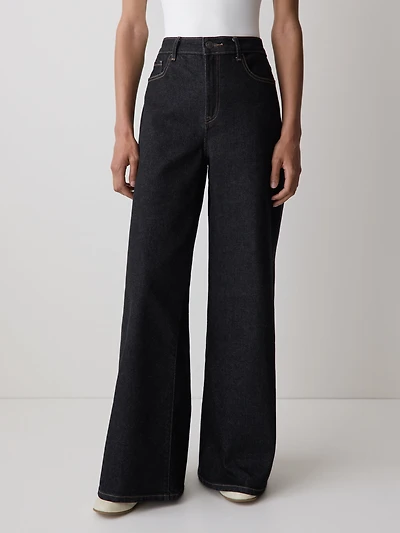 Dark-Wash High-Rise Ultra-Wide-Leg Jeans