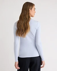 T-Shirt Côtelé Ajusté à Manches Longues et Col Rond en Tricot Luxueux
