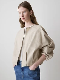 Short Twill Jacket with Cinched Waist